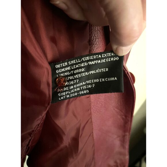 Worthington Womens Large Red 100% Leather Jacket Lined Button Up - Picture 7 of 16